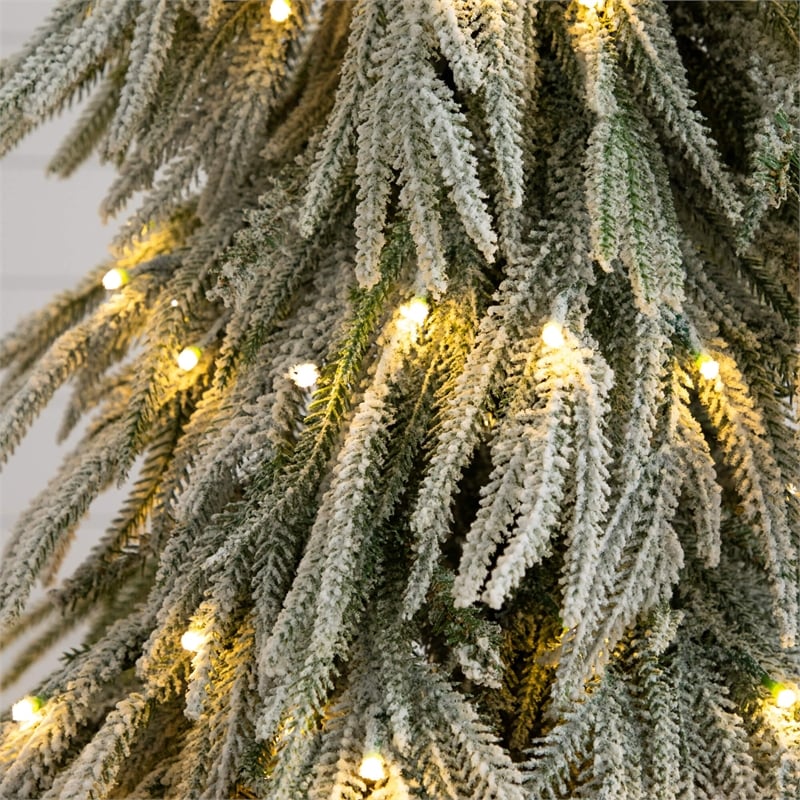 Nearly Natural 4ft Flocked Down Swept Christmas Tree with 110 LED in White