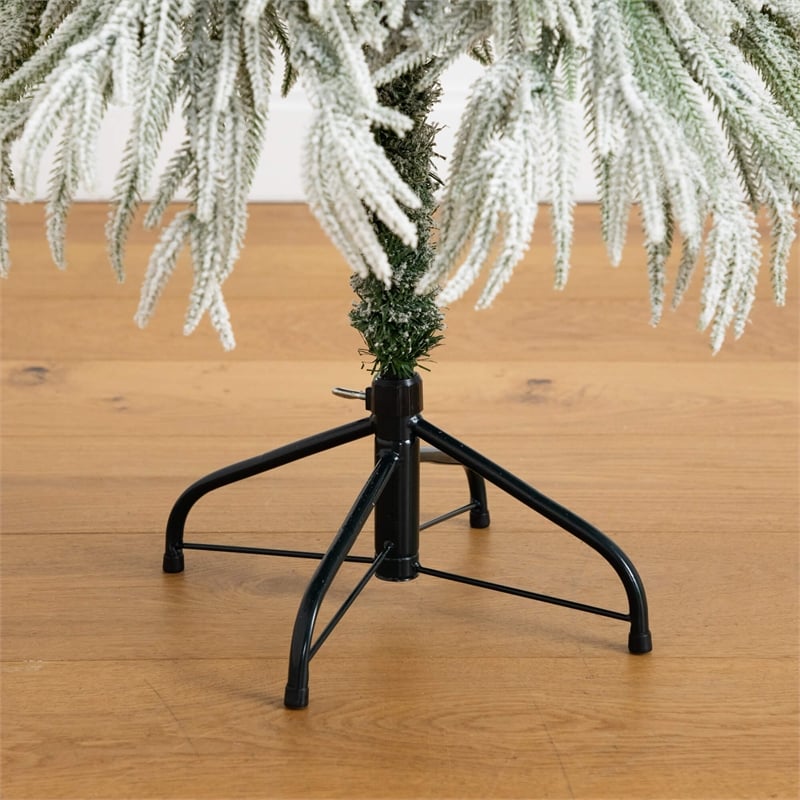 Nearly Natural 4ft Flocked Down Swept Christmas Tree with 110 LED in White