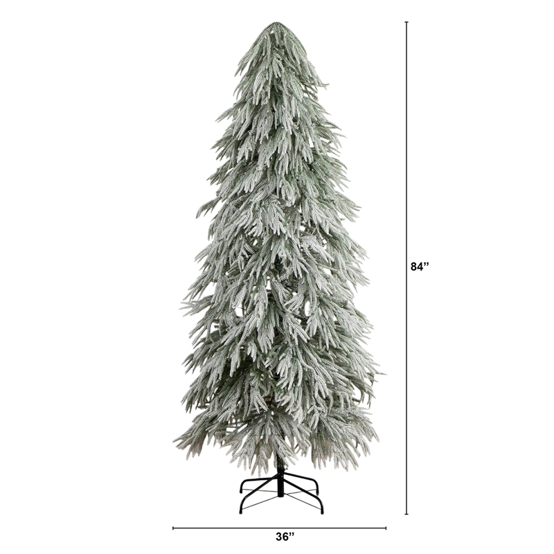Nearly Natural 7ft Flocked Down Swept Christmas Tree with 300 LED in White