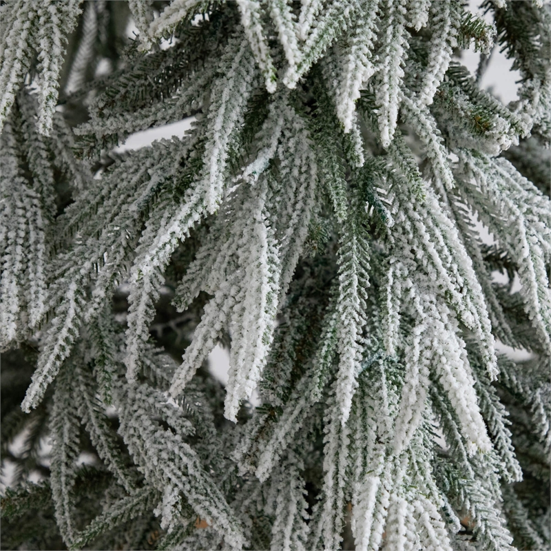 Nearly Natural 7ft Flocked Down Swept Christmas Tree with 300 LED in White