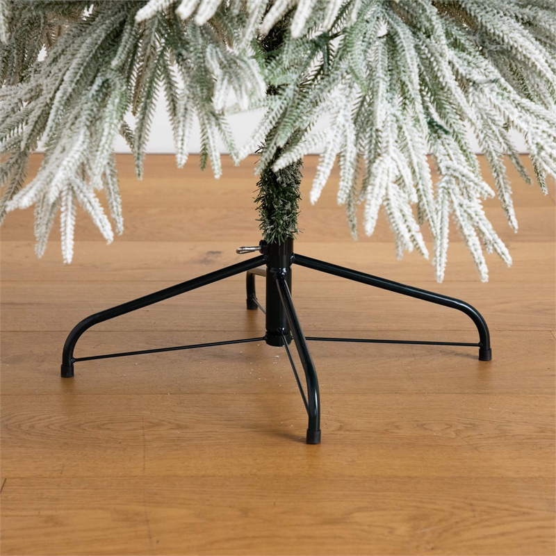 Nearly Natural 7ft Flocked Down Swept Christmas Tree with 300 LED in White
