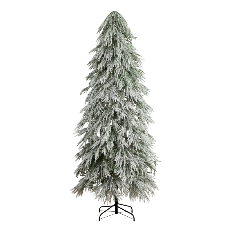 Nearly Natural 7ft Flocked Down Swept Christmas Tree with 300 LED in White