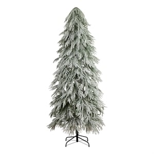 Nearly Natural 7ft Flocked Down Swept Christmas Tree with 300 LED in White