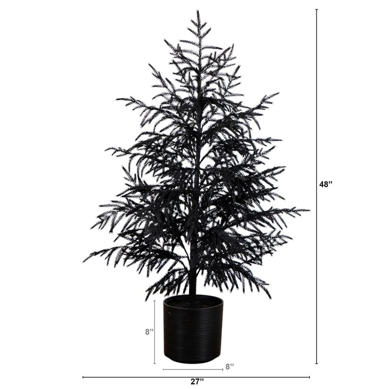 Nearly Natural 4ft Halloween Real Touch Black Norfolk Pine Christmas Tree