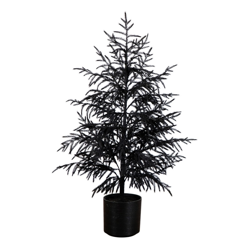 Nearly Natural 4ft Halloween Real Touch Black Norfolk Pine Christmas Tree
