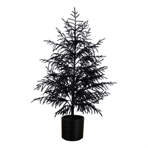Nearly Natural 4ft Halloween Real Touch Black Norfolk Pine Christmas Tree