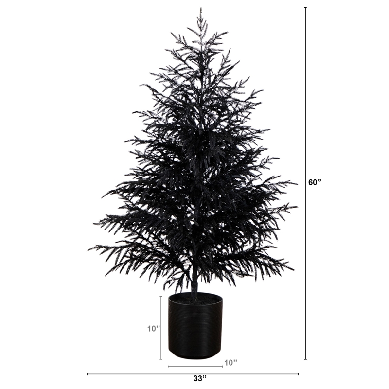 Nearly Natural 5ft Halloween Real Touch Black Norfolk Pine Christmas Tree