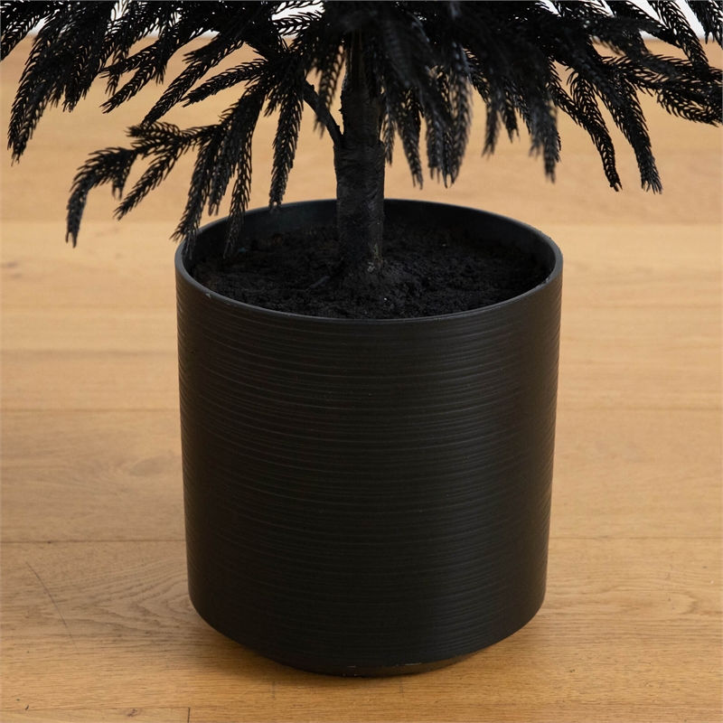 Nearly Natural 5ft Halloween Real Touch Black Norfolk Pine Christmas Tree