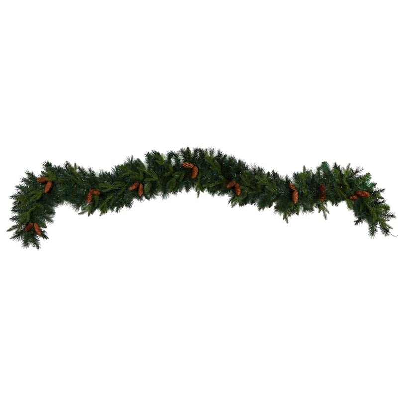 Nearly Natural 9ft Mixed Pines & Pinecones Extra Wide Christmas Garl