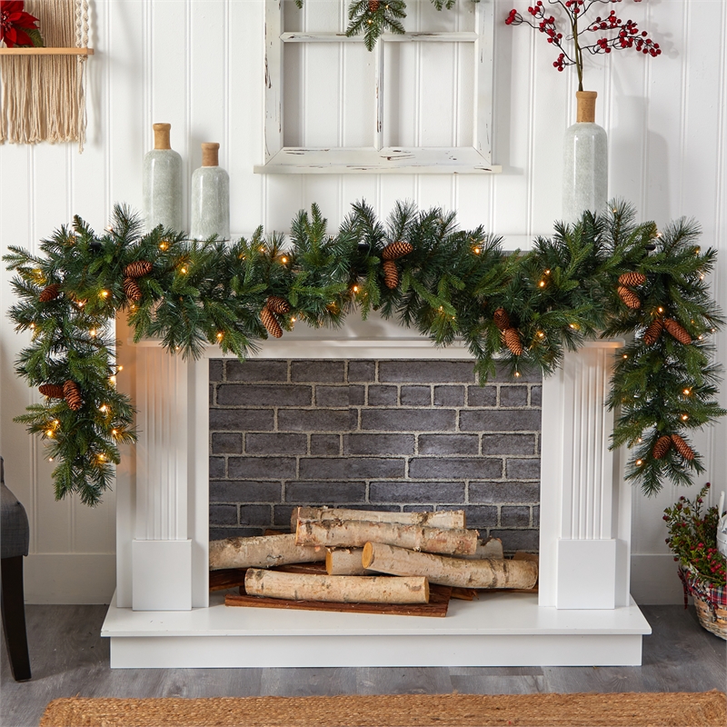 Nearly Natural 9ft Mixed Pines & Pinecones Extra Wide Christmas Garl