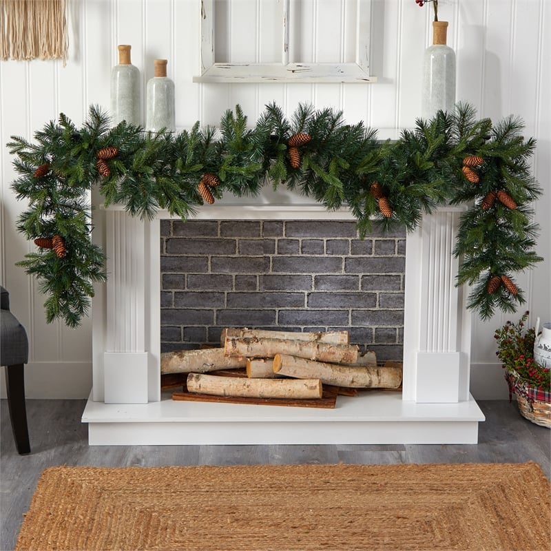 Nearly Natural 9ft Mixed Pines & Pinecones Extra Wide Christmas Garl