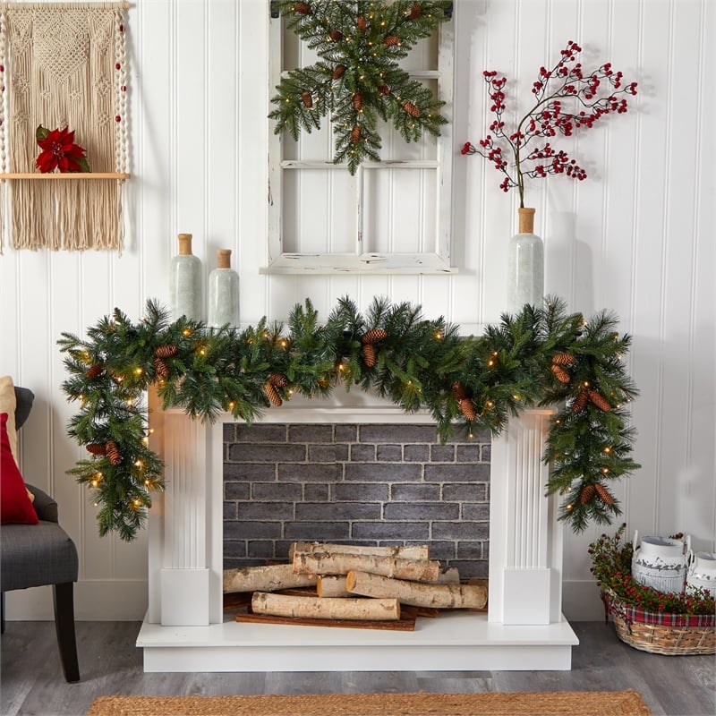 Nearly Natural 9ft Mixed Pines & Pinecones Extra Wide Christmas Garl