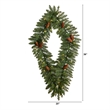 Nearly Natural 3ft Holiday Christmas Geometric Diamond Wreath w/ 50 Warm White