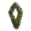 Nearly Natural 3ft Holiday Christmas Geometric Diamond Wreath w/ 50 Warm White