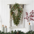 Nearly Natural 3ft Holiday Christmas Geometric Diamond Wreath w/ 50 Warm White