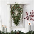 Nearly Natural 3ft Holiday Christmas Geometric Diamond Wreath w/ 50 Warm White