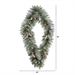 Nearly Natural 3ft Holiday Christmas Geometric Diamond Frosted Wreath w/Pinecone