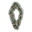Nearly Natural 3ft Holiday Christmas Geometric Diamond Frosted Wreath w/Pinecone