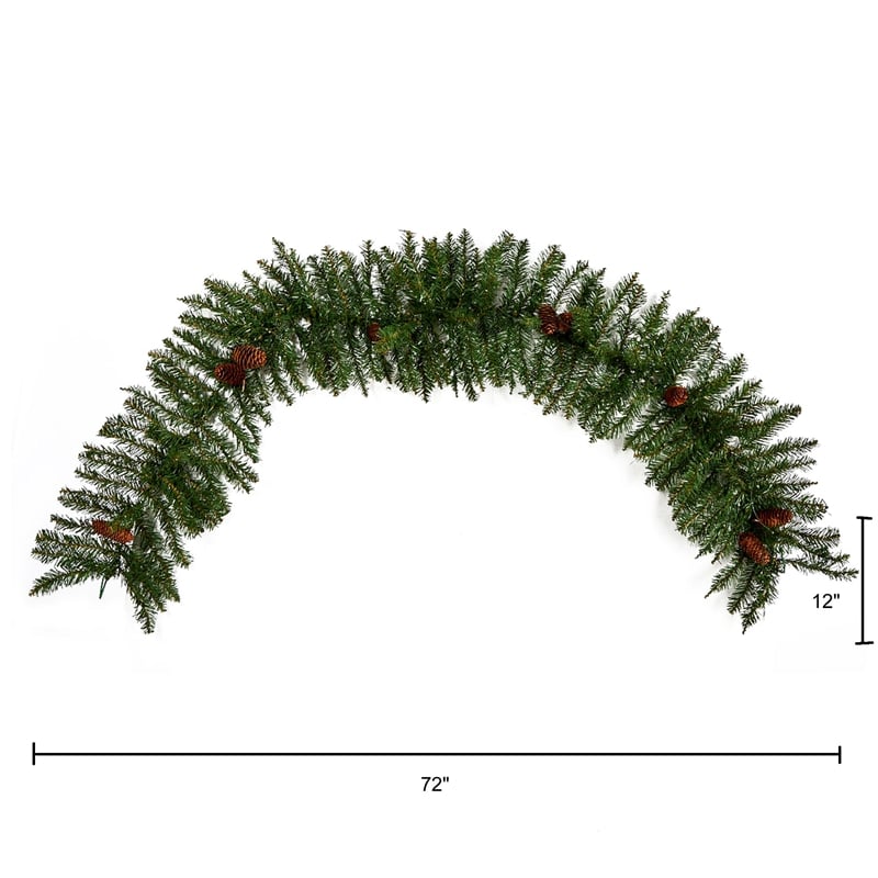 Nearly Natural 6ft Mixed Alaskan Pines Christmas Garland 50 Warm White LED Light