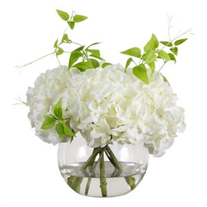 Nearly Natural Wedding Collection 18&quot Artificial Hydrangea in Glass Vase