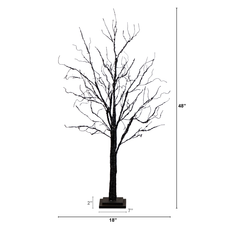 Nearly Natural 4ft Pre-Lit Halloween Black Twig Tree w/ 180 LED
