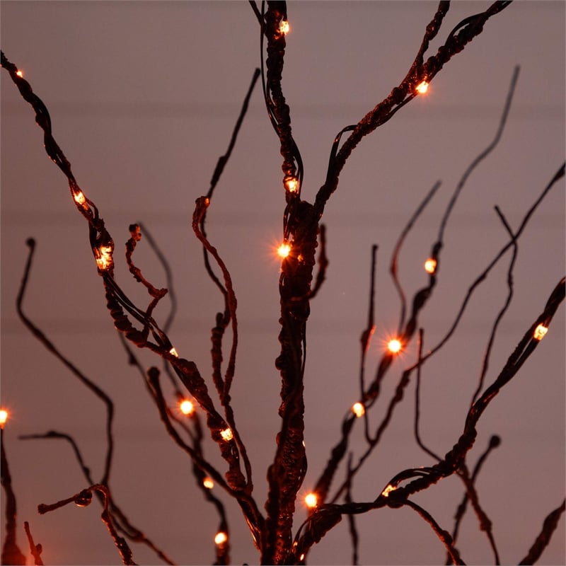 Nearly Natural 4ft Pre-Lit Halloween Black Twig Tree w/ 180 LED
