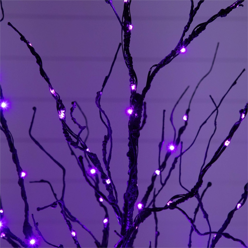 Nearly Natural 4ft Pre-Lit Halloween Black Twig Tree w/ 180 LED