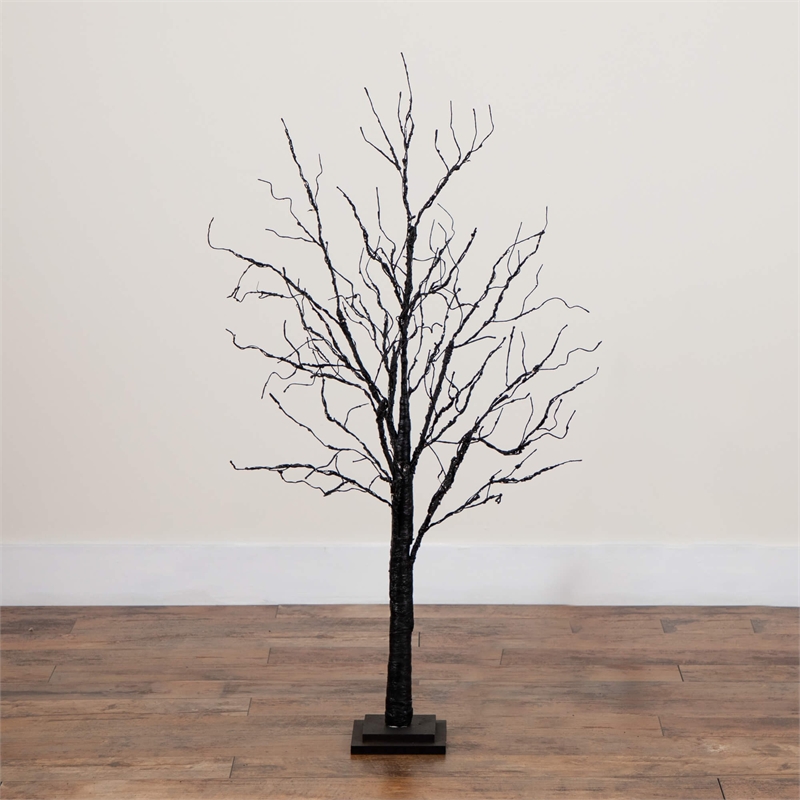Nearly Natural 4ft Pre-Lit Halloween Black Twig Tree w/ 180 LED
