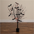 Nearly Natural 4ft Pre-Lit Halloween Black Twig Tree w/ Bats & 50 Orange LED