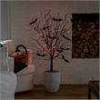 Nearly Natural 4ft Pre-Lit Halloween Black Twig Tree w/ Bats & 50 Orange LED