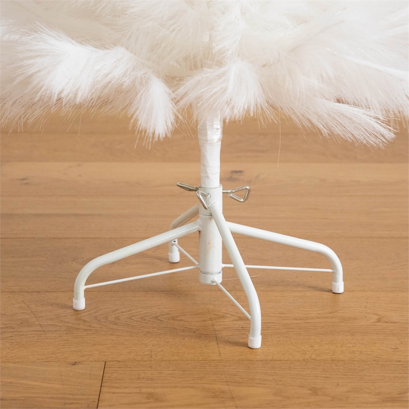Nearly Natural 4ft Artificial White Pampas Grass Christmas Tree in White