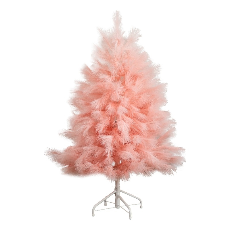 Nearly Natural 4ft Artificial Pink Pampas Grass Christmas Tree in Pink