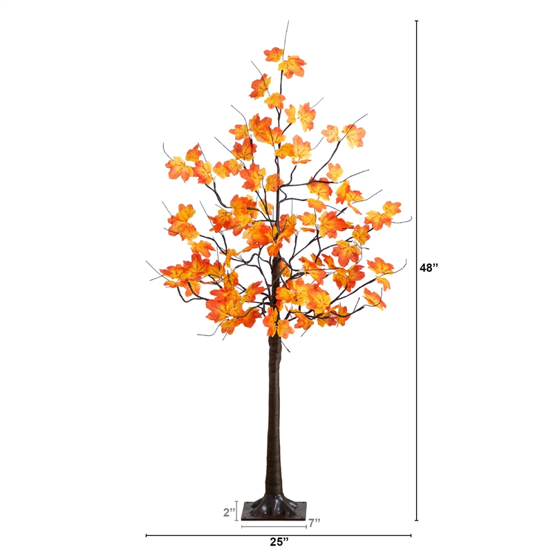 Nearly Natural 4ft Pre-Lit Minimalist Autumn Maple Fall Tree w/56 Warm White LED