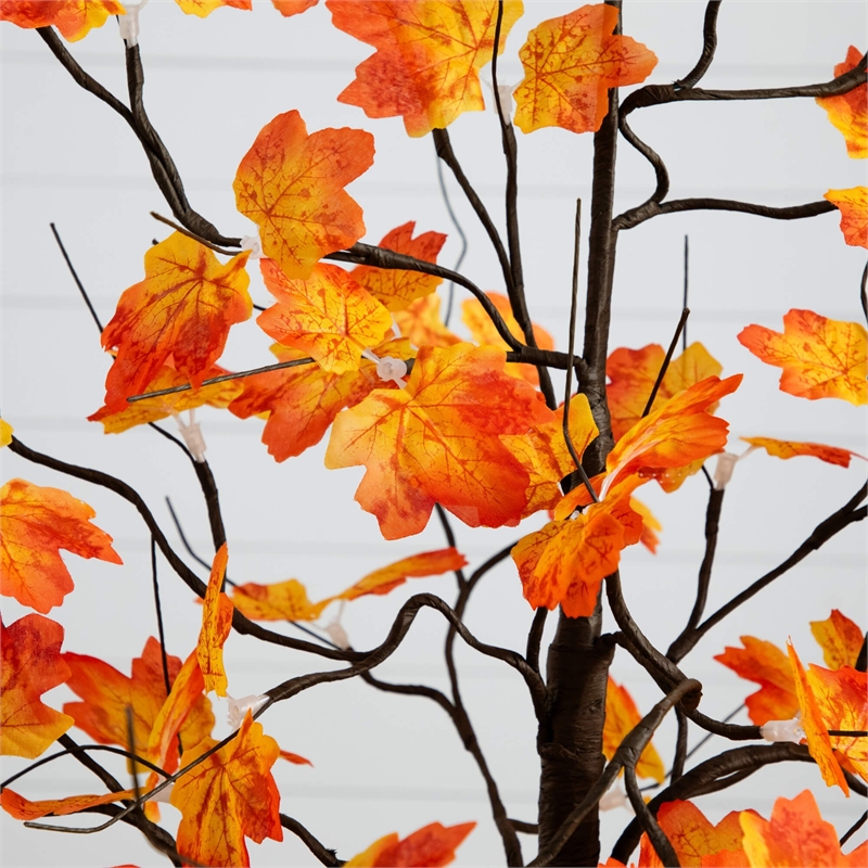 Nearly Natural 4ft Pre-Lit Minimalist Autumn Maple Fall Tree w/56 Warm White LED