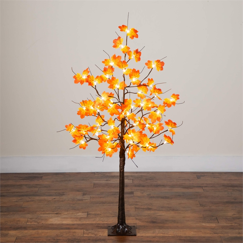 Nearly Natural 4ft Pre-Lit Minimalist Autumn Maple Fall Tree w/56 Warm White LED