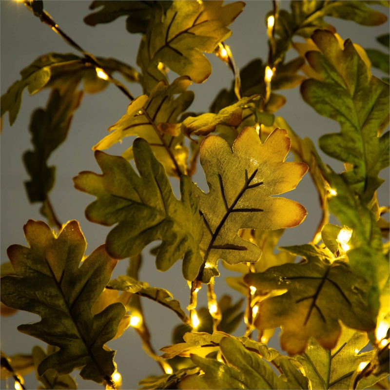 Nearly Natural 5ft Pre-Lit Green Autumn Oak Fall Tree w/ 200 Warm White LED