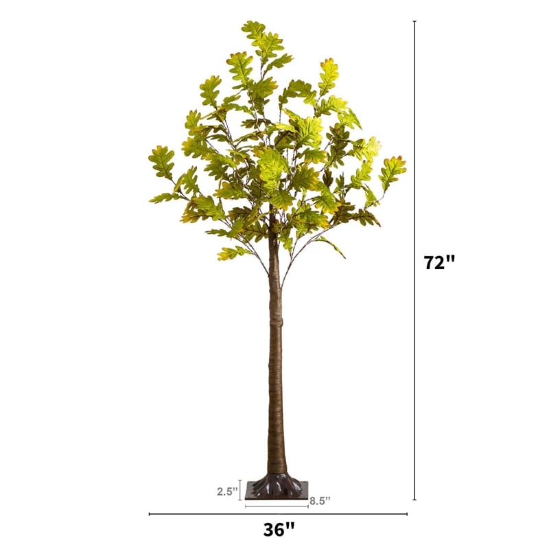 Nearly Natural 6ft Pre-Lit Green Autumn Oak Fall Tree w/ 250 Warm White LED