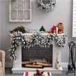 Nearly Natural 9ft Flocked Artificial Christmas Garland w/50 Warm White LED