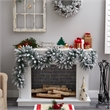 Nearly Natural 9ft Flocked Artificial Christmas Garland w/50 Warm White LED