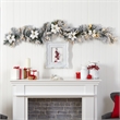 Nearly Natural 6ft Flocked Poinsettia & Berry Christmas Garland w/50 LED
