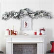Nearly Natural 6ft Flocked Poinsettia & Berry Christmas Garland w/50 LED