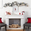 Nearly Natural 6ft Flocked Poinsettia & Berry Christmas Garland w/50 LED