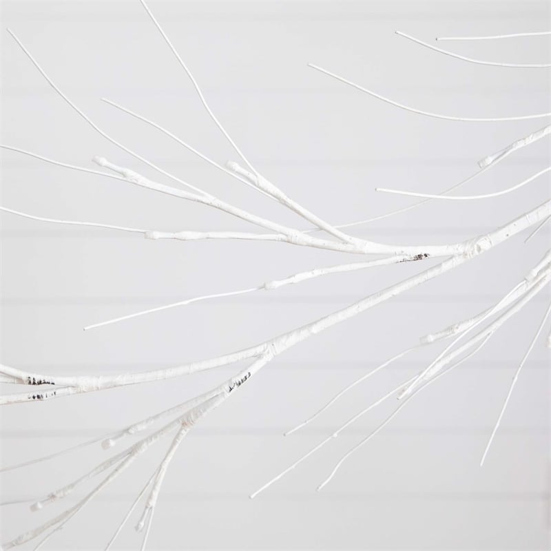 Nearly Natural 6ft Pre-Lit Artificial White Birch Garland w/ 48 Warm White LED