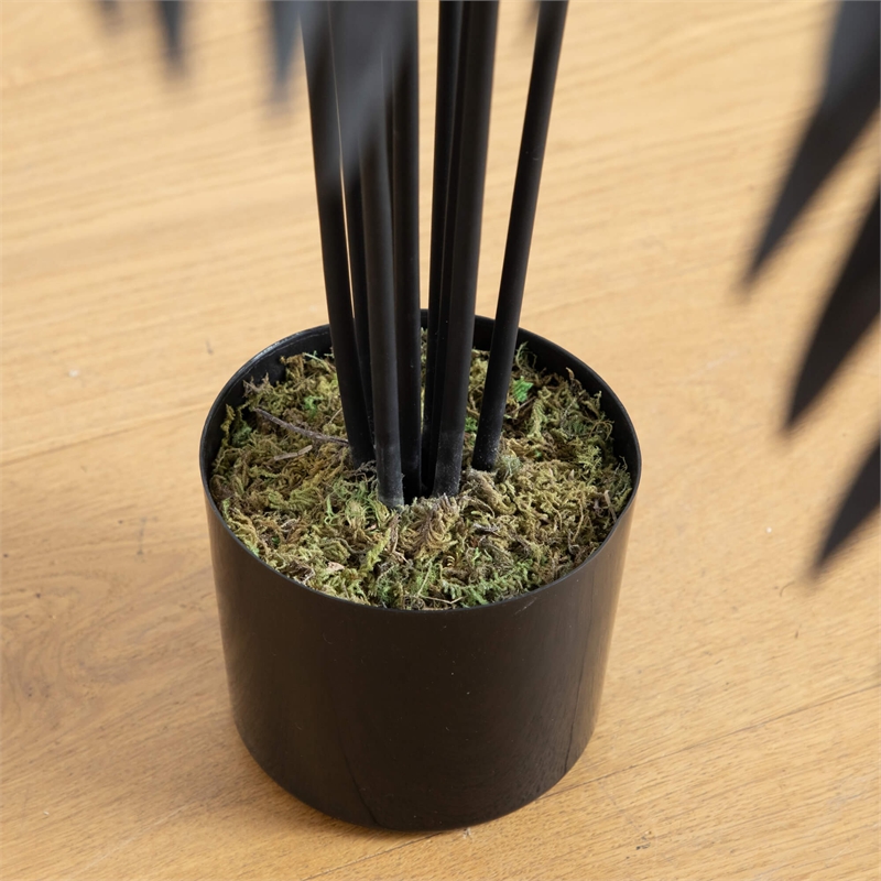 Nearly Natural 4ft Artificial Halloween Black Paradise Palm Tree in Black