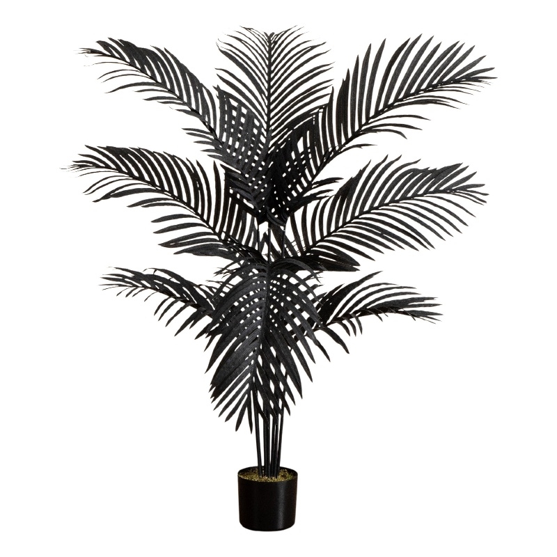 Nearly Natural 4ft Artificial Halloween Black Paradise Palm Tree in Black