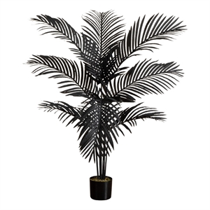Nearly Natural 4ft Artificial Halloween Black Paradise Palm Tree in Black