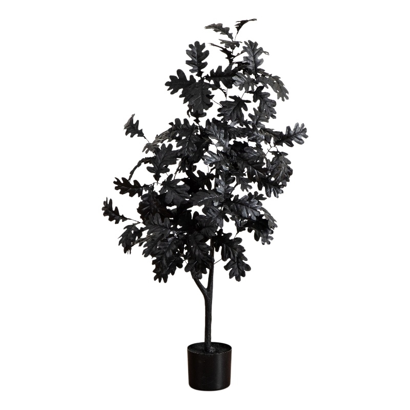 Nearly Natural 4ft Artificial Halloween Black Oak Tree in Black