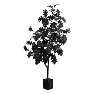 Nearly Natural 4ft Artificial Halloween Black Oak Tree in Black