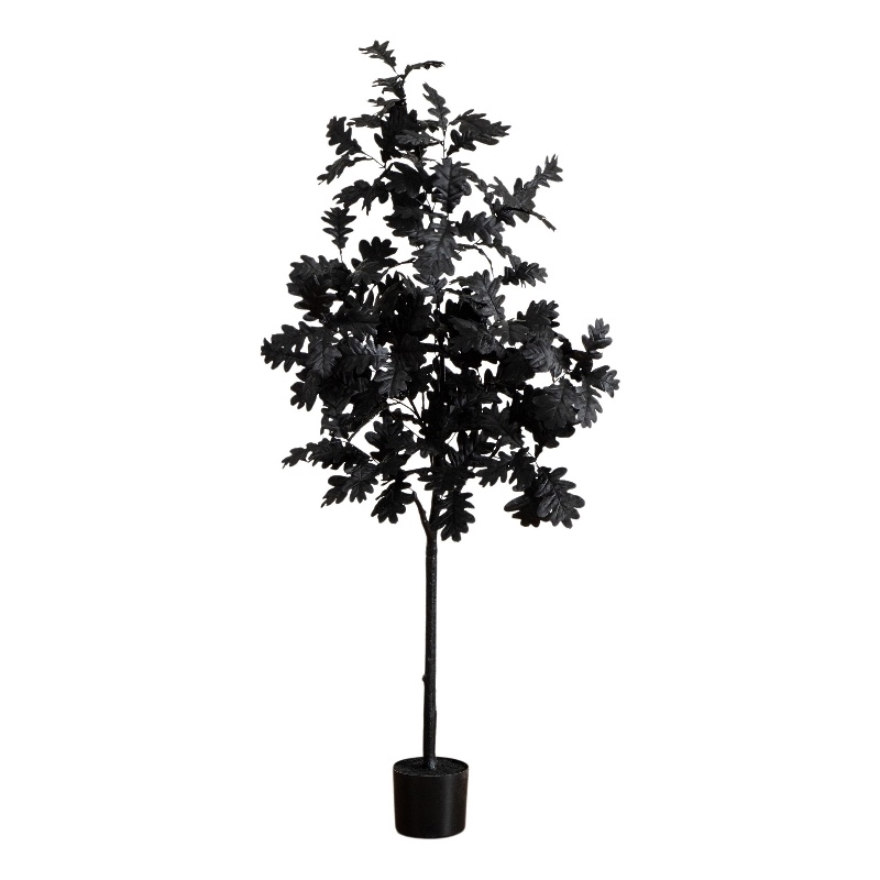 Nearly Natural 5ft Artificial Halloween Black Oak Tree in Black