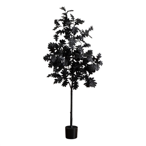 Nearly Natural 5ft Artificial Halloween Black Oak Tree in Black